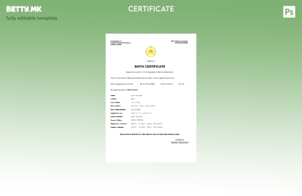 модерен стил Бангладеш од витално значење извод од матична книга на родените Ш